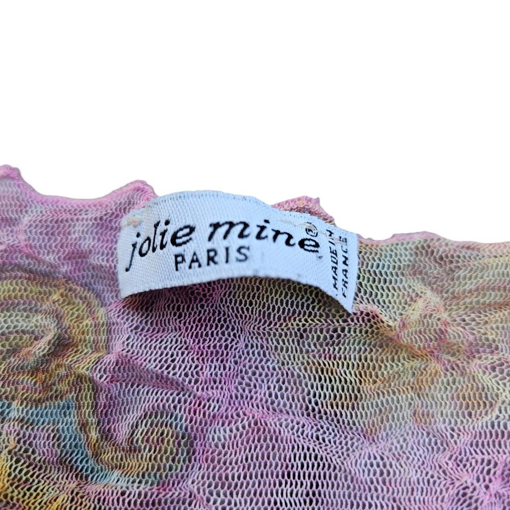 Y2k Euro Paisley Mesh Top 3/4 Sleeves Semi-Sheer - Size Small - Picture 2 of 4